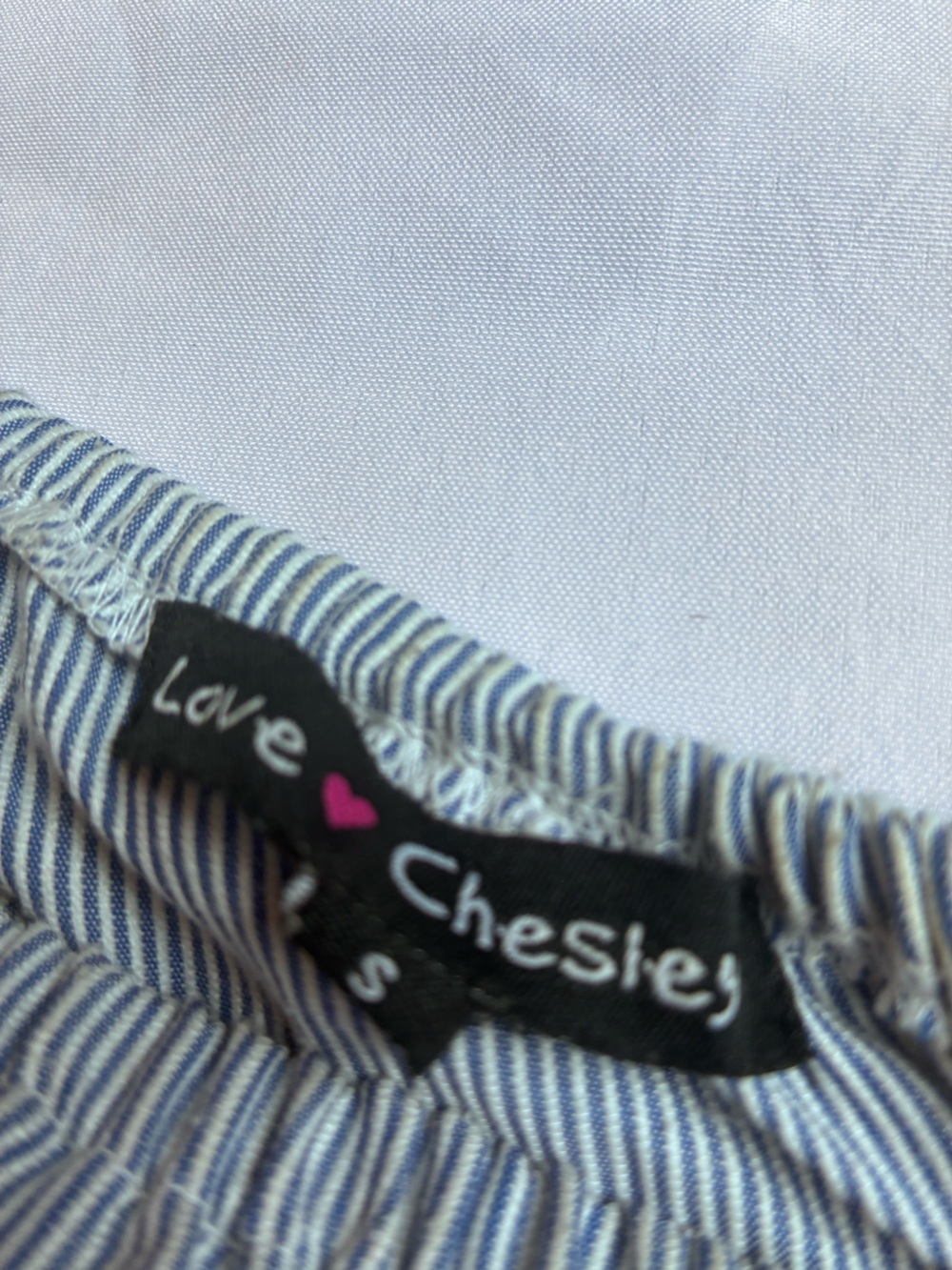 Striped Blue and White Off-Shoulder Mini Dress - Picture 3 of 3